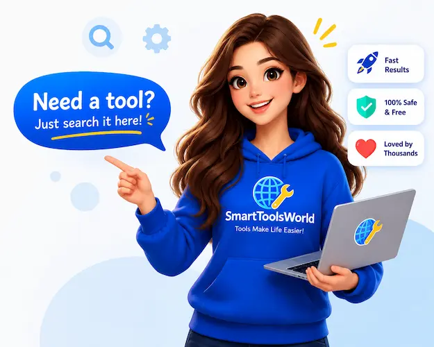SmartToolsWorld assistant pointing toward the tool search